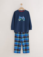 Multi Football Gamer Woven Check Pyjamas 2 Pack (3-16yrs)