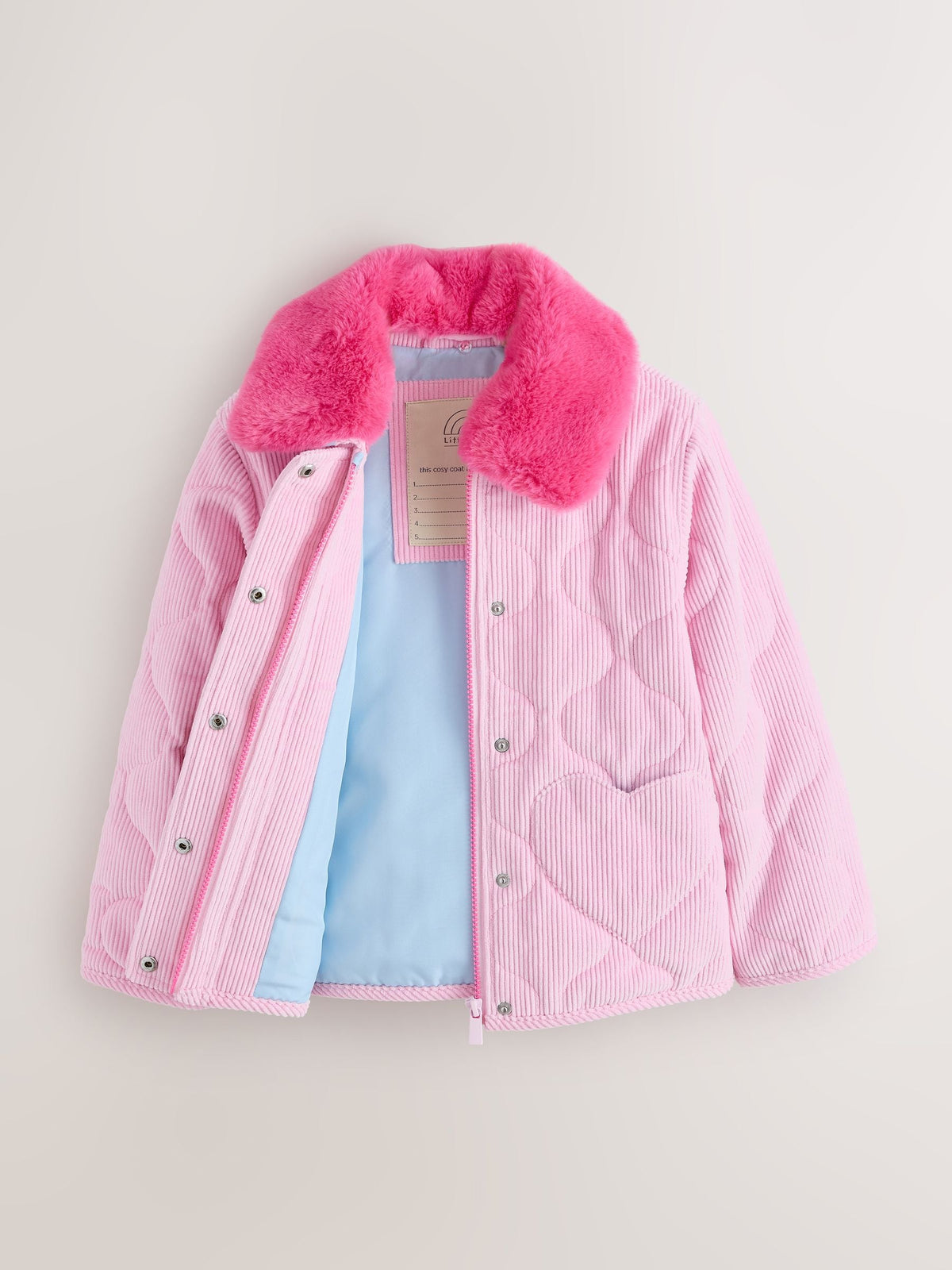 Little Bird Pink Corduroy Heart Pocket Barn Jacket