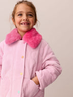 Little Bird Pink Corduroy Heart Pocket Barn Jacket