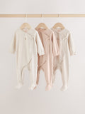 Neutral Bunny Wrap Baby Sleepsuit 3 Pack (0-2yrs)
