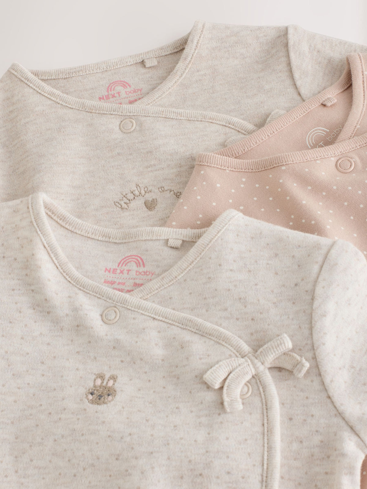Neutral Bunny Wrap Baby Sleepsuit 3 Pack (0-2yrs)