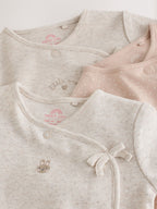 Neutral Bunny Wrap Baby Sleepsuit 3 Pack (0-2yrs)