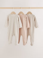 Neutral Bunny Wrap Baby Sleepsuit 3 Pack (0-2yrs)