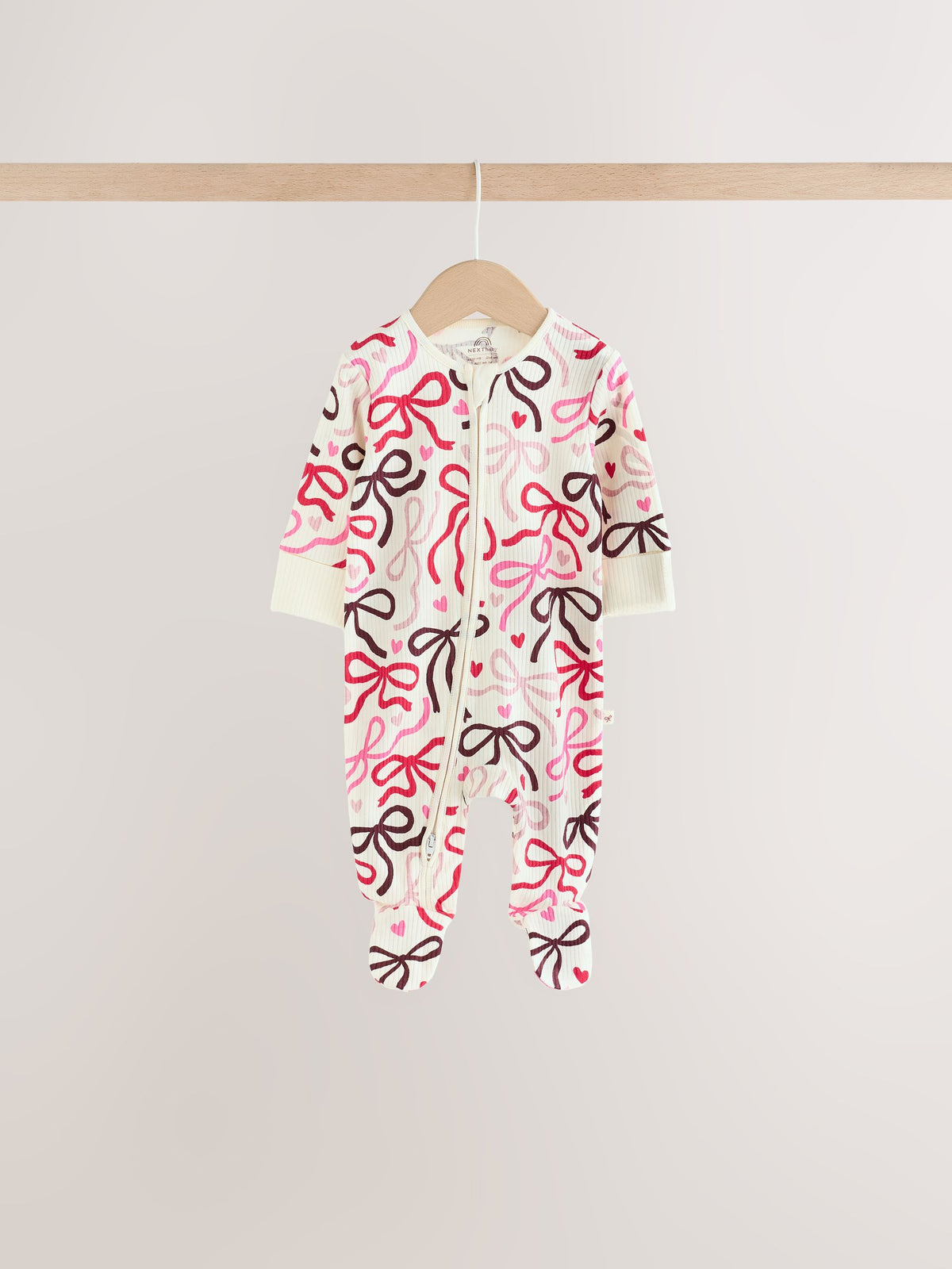 Berry Bow Two Way Zip Baby Sleepsuits 4 Pack (0mths-3yrs)