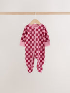 Berry Bow Two Way Zip Baby Sleepsuits 4 Pack (0mths-3yrs)