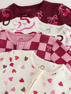 Berry Bow Two Way Zip Baby Sleepsuits 4 Pack (0mths-3yrs)