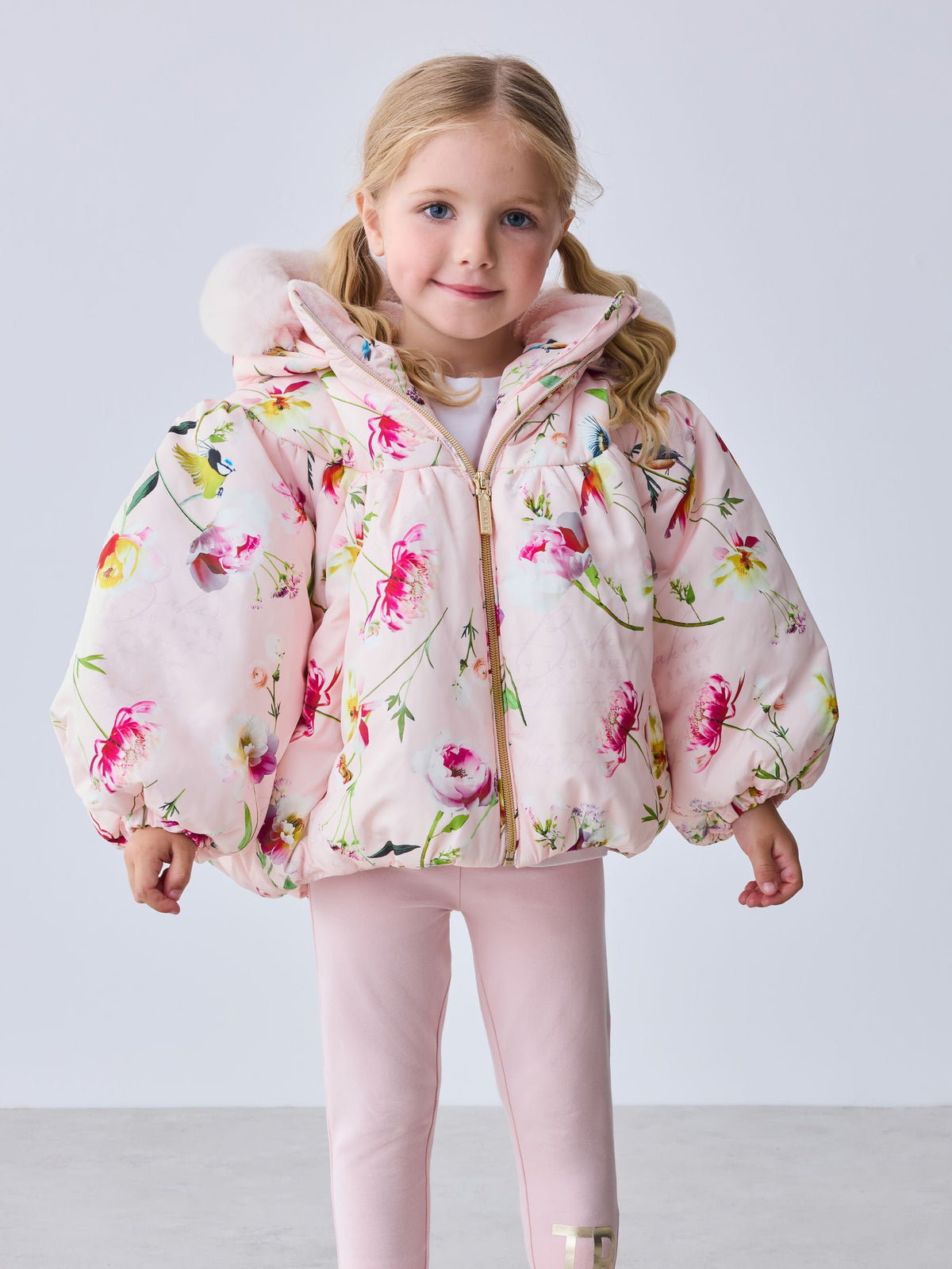 Baker by Ted Baker Shower Resistant Floral Printed Bubble Padded Coat