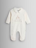 JoJo Maman Bébé Cream Spotted Cotton I Love My Daddy Sleepsuit