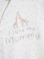 JoJo Maman Bébé Cream Spotted Cotton I Love My Daddy Sleepsuit