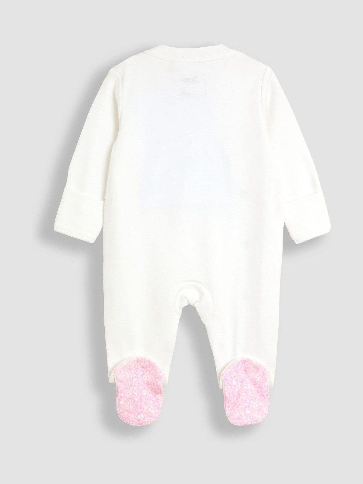 JoJo Maman Bébé Pink Ditsy Floral Flopsy Embroidered Frill Sleepsuit