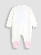 JoJo Maman Bébé Pink Ditsy Floral Flopsy Embroidered Frill Sleepsuit