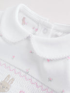 White/Pink Collar Baby Sleepsuits 3 Pack (0-2yrs)