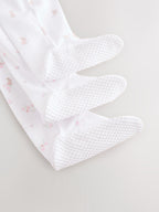 White/Pink Collar Baby Sleepsuits 3 Pack (0-2yrs)