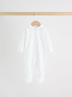 White/Pink Collar Baby Sleepsuits 3 Pack (0-2yrs)