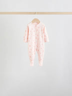 White/Pink 7 Pack Baby Sleepsuit (0-2yrs)