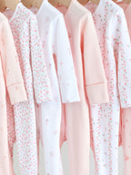 White/Pink 7 Pack Baby Sleepsuit (0-2yrs)