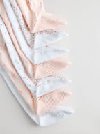 White/Pink 7 Pack Baby Sleepsuit (0-2yrs)