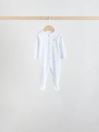 White/Pink 7 Pack Baby Sleepsuit (0-2yrs)
