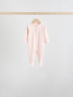 White/Pink 7 Pack Baby Sleepsuit (0-2yrs)