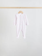White/Pink 7 Pack Baby Sleepsuit (0-2yrs)