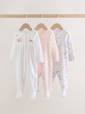 Pink Baby Bunny Sleepsuits 3 Pack (0-2yrs)