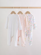 Pink Baby Bunny Sleepsuits 3 Pack (0-2yrs)