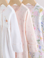 Pink Baby Bunny Sleepsuits 3 Pack (0-2yrs)