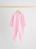 Pink 3 Pack Two Way Zip Baby Sleepsuits (0-2yrs)