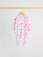 Pink 3 Pack Two Way Zip Baby Sleepsuits (0-2yrs)