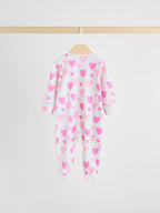 Pink 3 Pack Two Way Zip Baby Sleepsuits (0-2yrs)