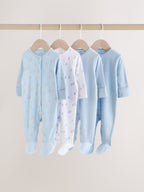 Blue 4 Pack Baby Bear Sleepsuit (0-2yrs)