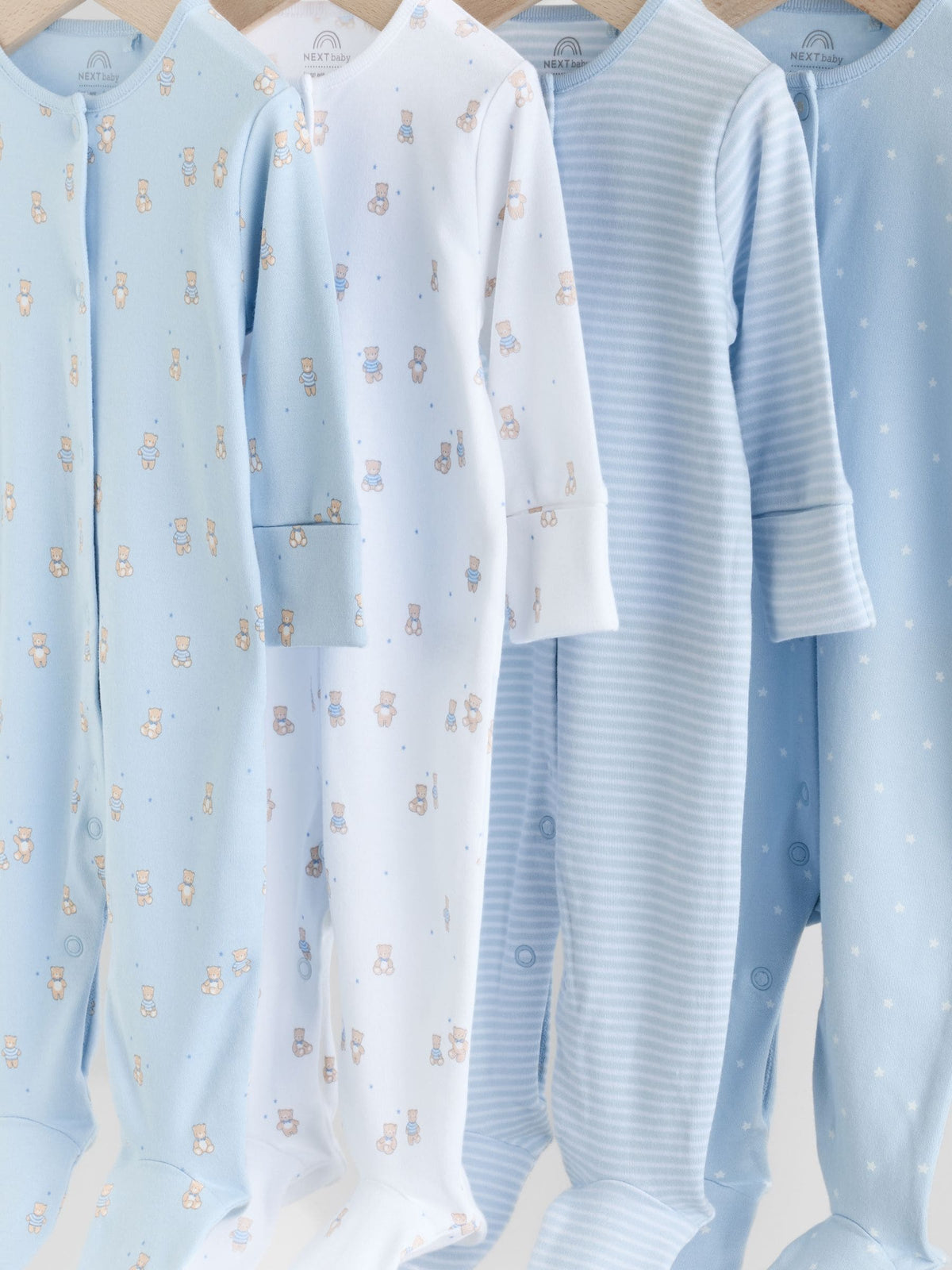Blue 4 Pack Baby Bear Sleepsuit (0-2yrs)