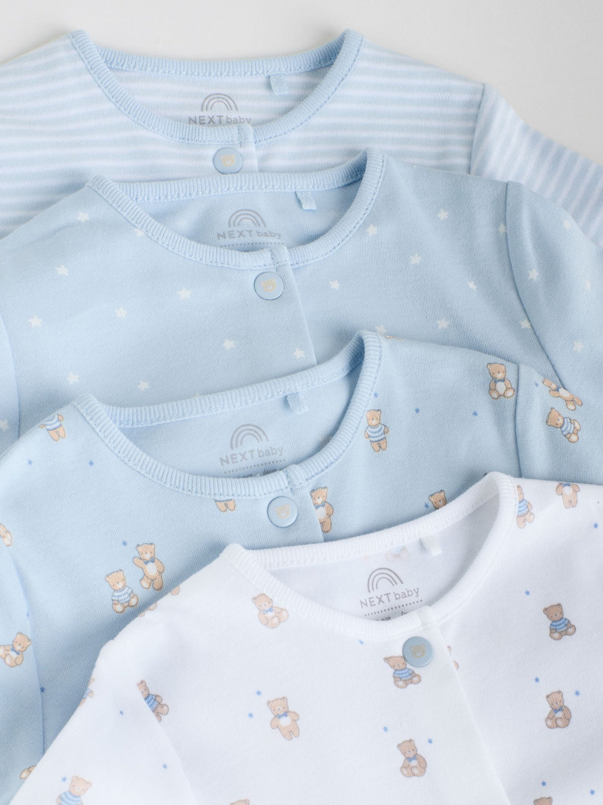 Blue 4 Pack Baby Bear Sleepsuit (0-2yrs)