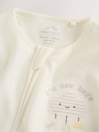 Neutral Im New Here Sleepsuit And Hat Set (0-9mths)
