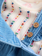 Embroidered Denim Dungarees and Long Sleeve Bodysuit Set 2 Piece (0mths-3yrs)