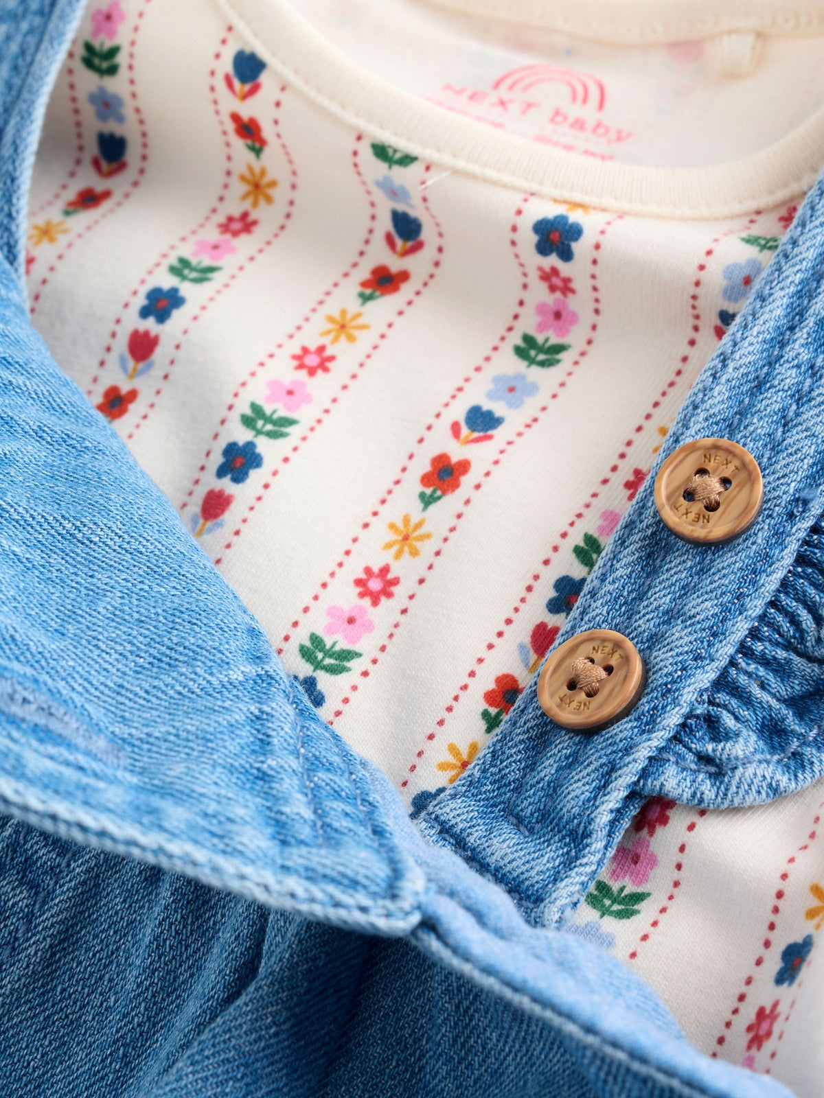 Embroidered Denim Dungarees and Long Sleeve Bodysuit Set 2 Piece (0mths-3yrs)