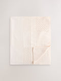 Cream Knitted Patchwork Baby Blanket