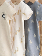 Neutral Animal Jersey Baby Rompers 4 Pack