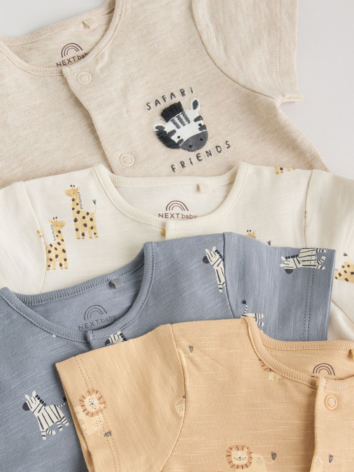 Neutral Animal Jersey Baby Rompers 4 Pack