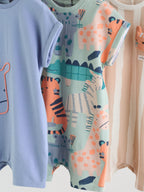 Blue Safari Jersey Baby Rompers 3 Pack