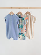 Blue Safari Jersey Baby Rompers 3 Pack
