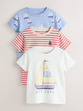 Blue Boat Short Sleeve Graphic T-Shirts 3 Pack (3mths-7yrs)
