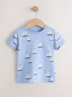 Blue Boat Short Sleeve Graphic T-Shirts 3 Pack (3mths-7yrs)