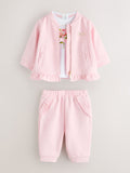 Baker by Ted Baker Pink Quilted Jacquard Jacket, T-Shirt & Joggers Set 3 Piece