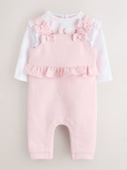 Baker by Ted Baker 2 Piece Jacquard Bow Dungaree & T-Shirt Set