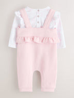 Baker by Ted Baker 2 Piece Jacquard Bow Dungaree & T-Shirt Set