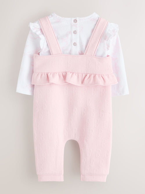 Baker by Ted Baker 2 Piece Jacquard Bow Dungaree & T-Shirt Set