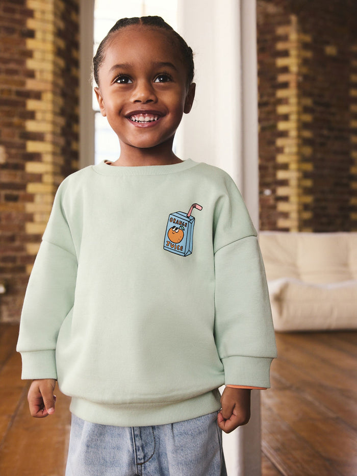 Back Printed Crew Neck Sweat Top (3mths-7yrs)
