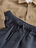 Tan Brown Jersey Shirt T-Shirt and Joggers 3 Piece Set (3mths-7yrs)