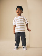 Tan Brown Jersey Shirt T-Shirt and Joggers 3 Piece Set (3mths-7yrs)